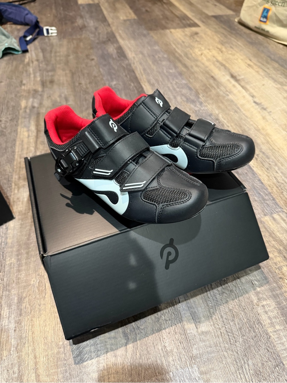 Peloton Kids Cycling Sneakers - Black with Red and White Accents